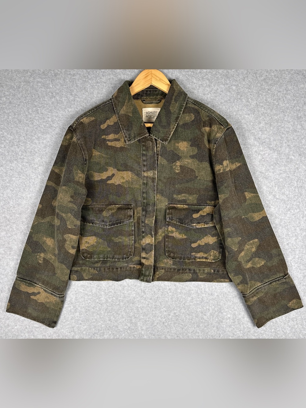 Ashley 26 International Camo Jacket Womens L Cropped Utility Cotton Military